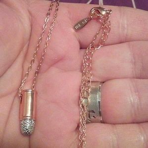 Stamped 18kt RGP Bullet necklace w/ 18" adj. Chain